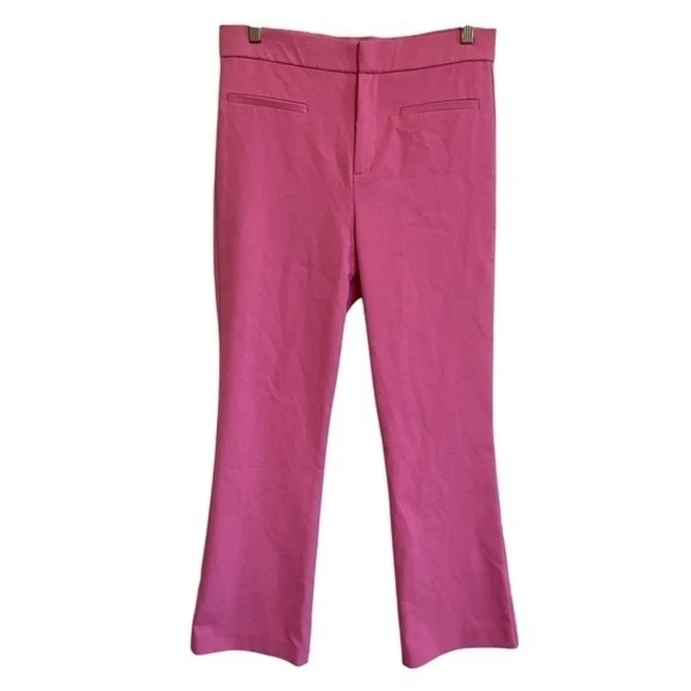 Zara Bootcut Pink Pants Mid-rise Stretch Chinos Mini Flare Pink - Large